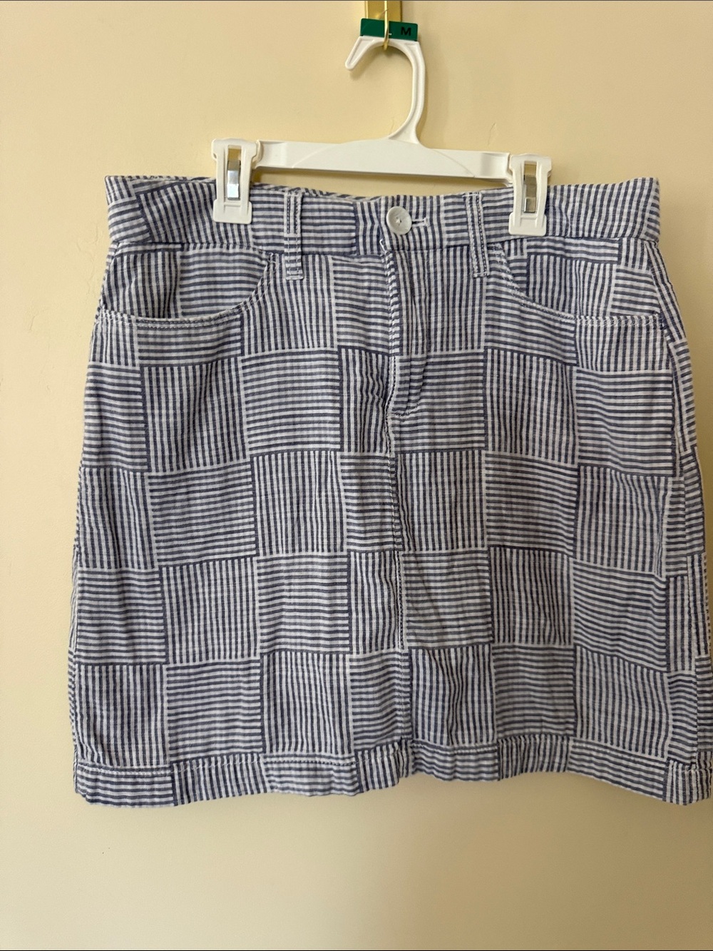 Croft & Barrow Blue & White Patchwork Skirt Skort Size 8 Summer Picnic Sailing